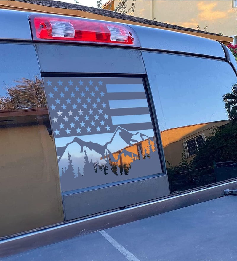 xinghe for Dodge Ram 2009 to 2024, American Flag Decals Stickers for Truck Back Middle Window, Matte Black USA Flag Decal - Image 1